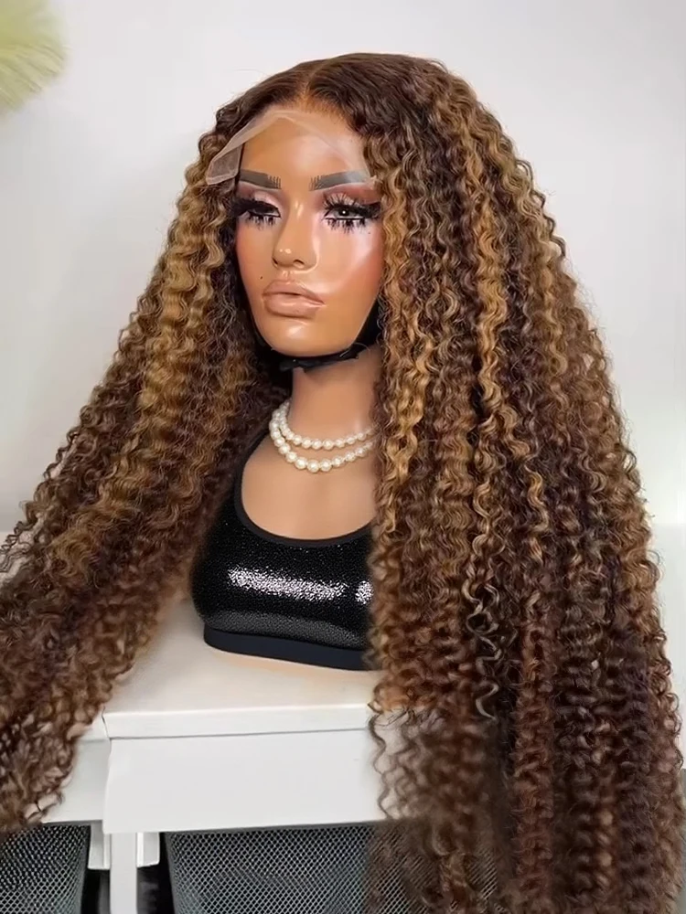 Curly Wig Highlight Ombre 13x6 HD Lace Front Human Hair Wigs Glueless Wigs 13x4 Deep Wave Lace Frontal Wig For Women Wear And Go