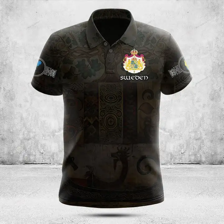 Custom Name Sweden Emblem Graphic Polo Shirt Summer Casual Men's Fashion Loose Cool E-Sports Jersey Plus Size Short Sleeve Tops
