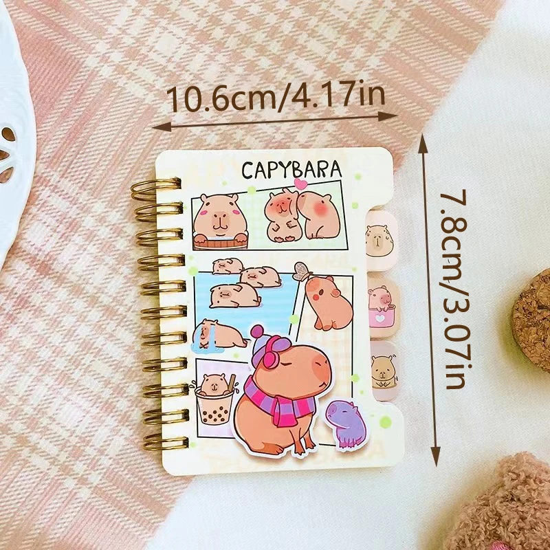 Imagem -06 - Portátil Kawaii Coil Notebook Capybara Journal Mini Notepad Diário Agenda Planejador Kids Presente Papelaria Material Escolar