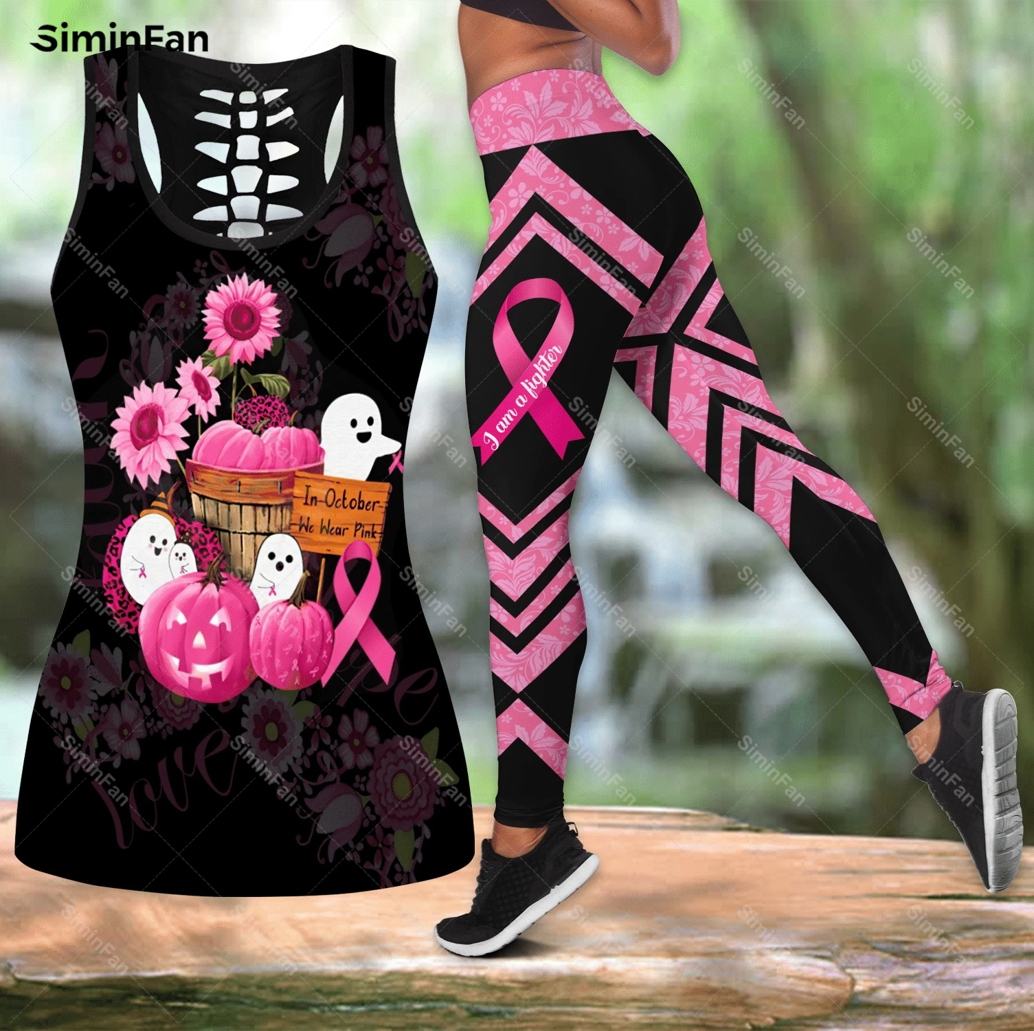 

Halloween Sunflower 3D Full Printed Hollow Out Tank Top Legging Combo Women Summer Vest Ladies Pant Suit Female Yoga Sportswear