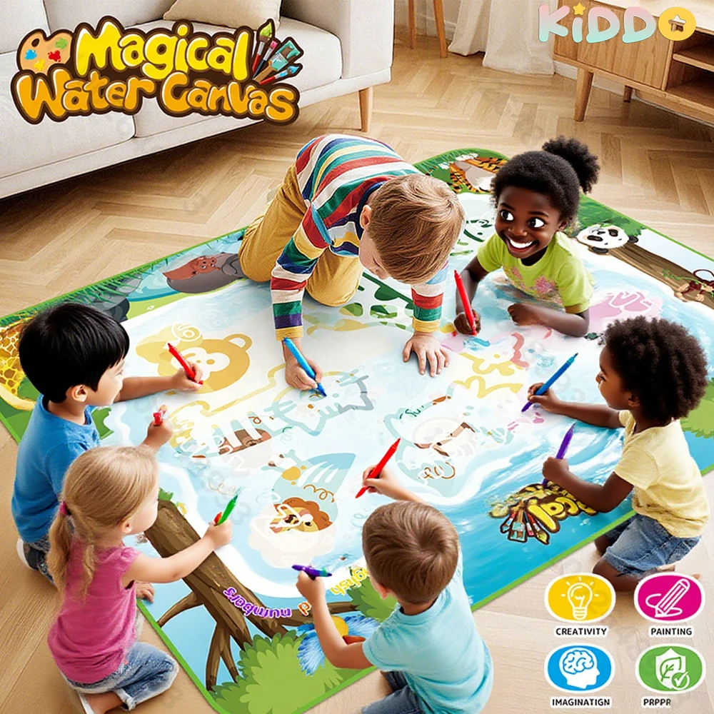 

80x100cm Water Drawing Mat Reusable Doodle Painting Board with Pens Large Educational Toys for Kids Halloween Christmas