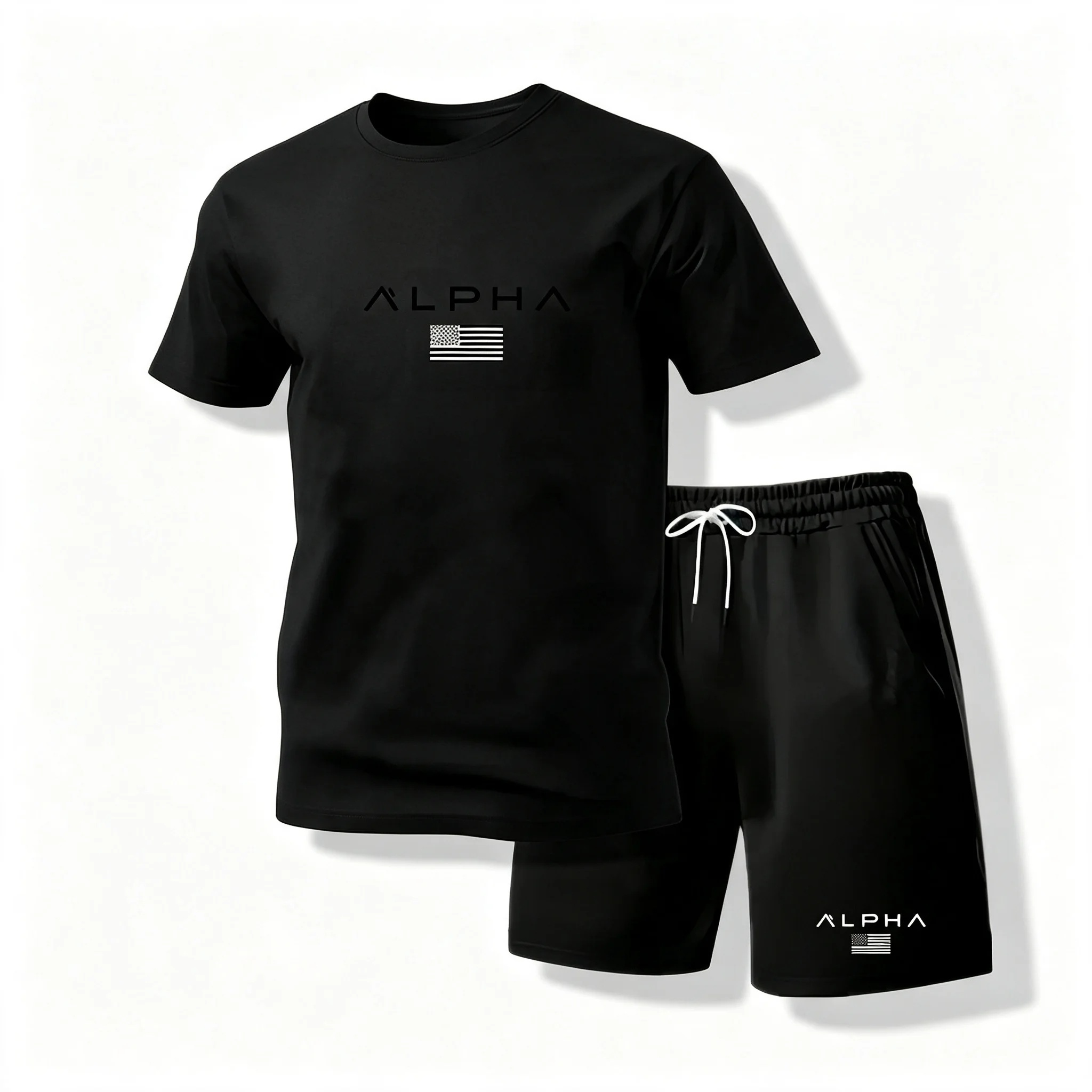 2026 Summer Men's High‑Street 2‑Piece Leisure Sports Set, Mesh Short Sleeve T‑Shirt & Shorts, Trendy Casual Outfit