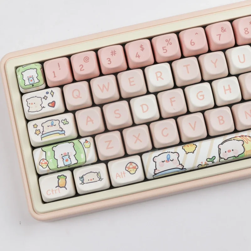 

140 Keys Pink Piglet MOA Profile Key Cap MAC Square Thermal Sublimation Mechanical Keyboard Keycaps Keyboard Accessories