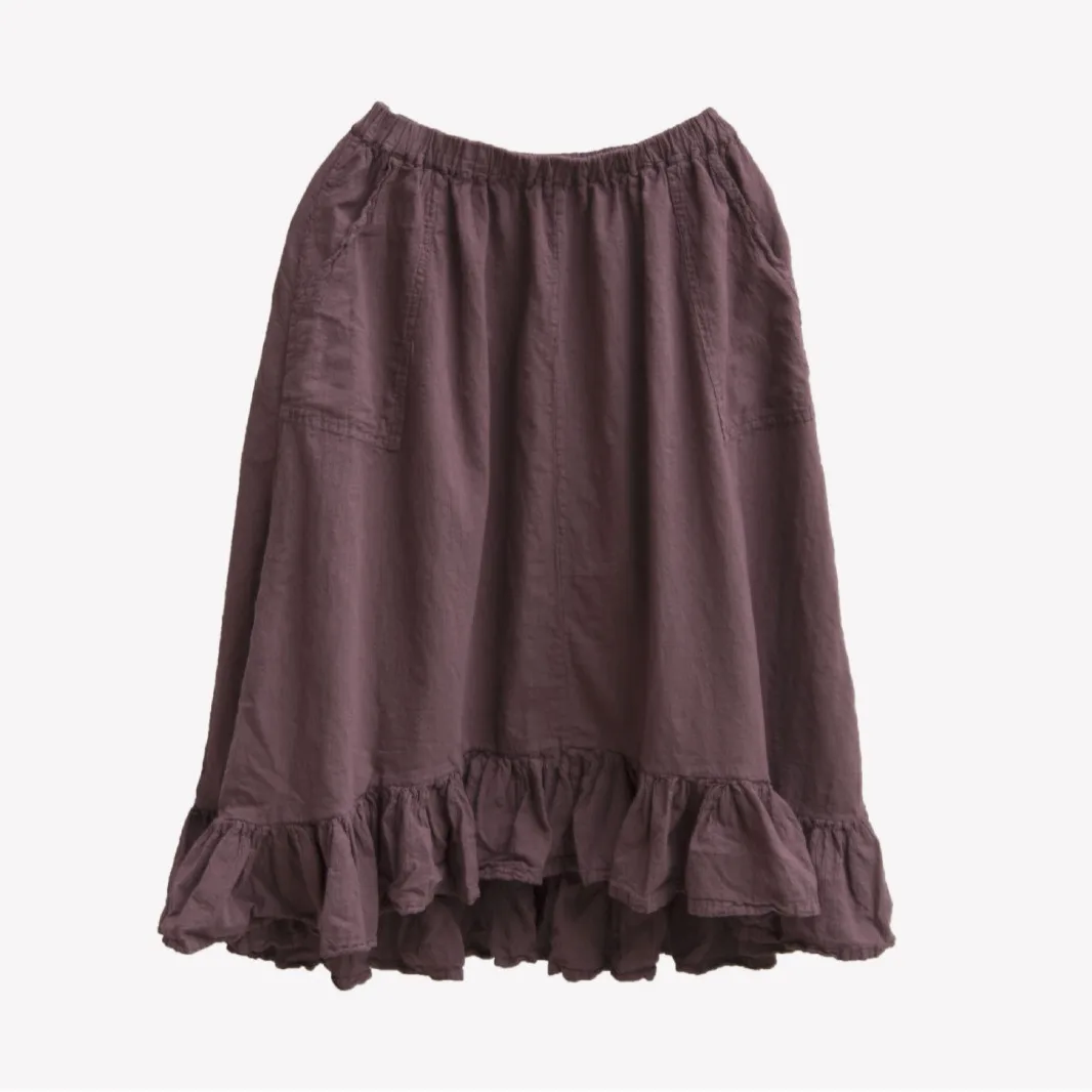 

Simple design sense linen cotton ruffle skirt fashion casual versatile temperament elegant vacation style