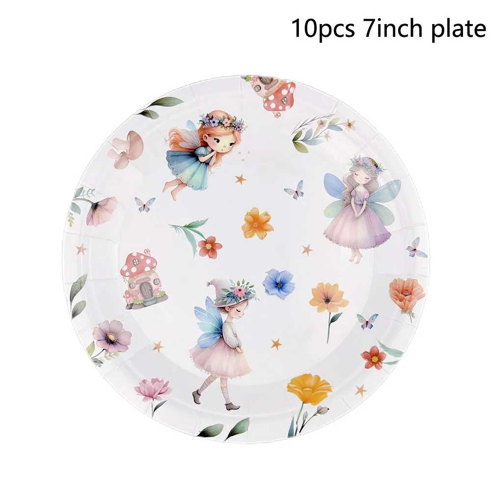 Fairy Party Supplies for Girls Birthday Fairies Enchanted Themed Baby Shower Party Decor Flower Fairies Paper Plates Napkins