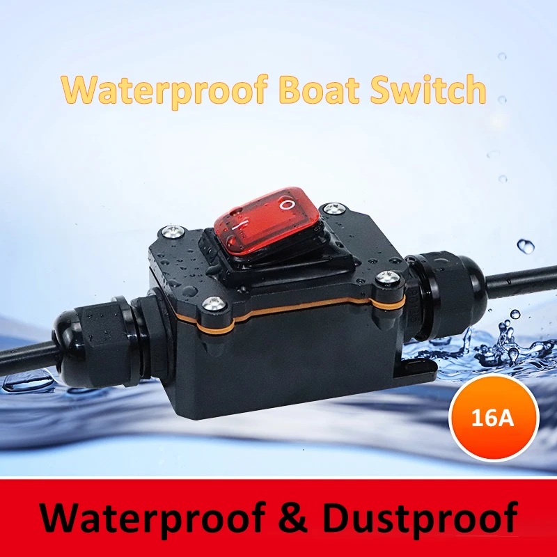 Waterproof Ship Type Switch 220V/16/30A Outdoor Rainproof Intermediate Power Switch IP65 Button Switch Electrical