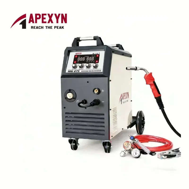 APEXYN MIG275 15kg Spool Capacity Gasless Single Phase Industrial Mobile 3 in 1 Mig Mma Welder for Metal