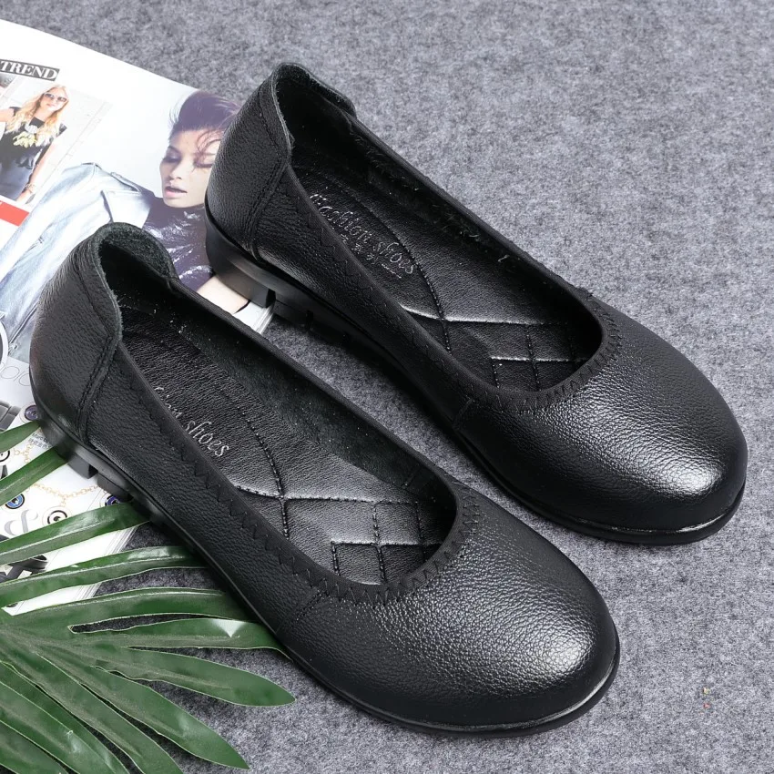 Sneakers 2024 Spring Women Loafers Footwear Flat Shoes Genuine Leather Mother Comfort Casual Shoes Black Shoes