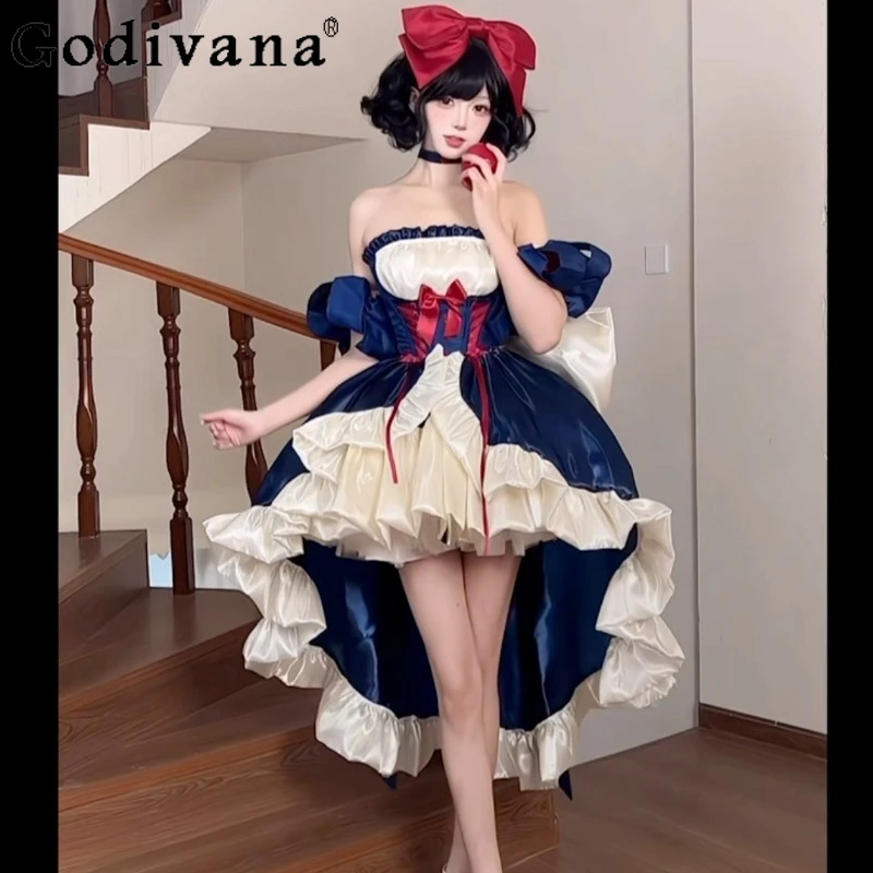 

Japanese Style Princess Dress for Women Sleeveless High Street Dress with Trailing Female Big Bow Design Sweet Party Dress