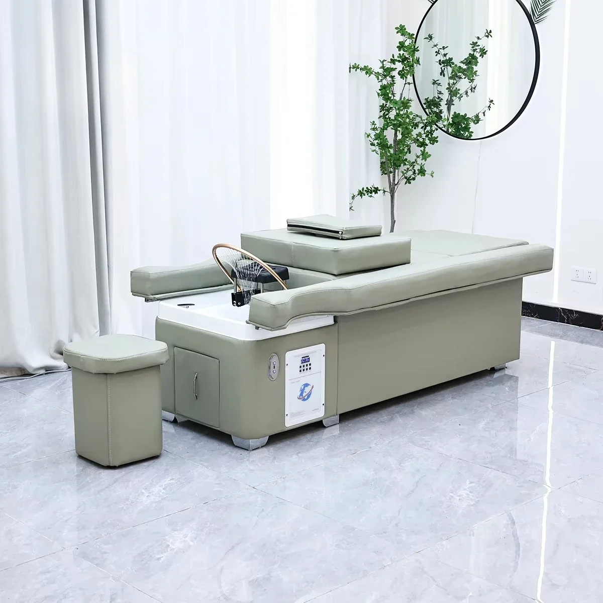 Modern Thai Pedicure Shower Head Bed Table Head Spa Bed With Foot Soak Electric Shampoo Bed With Pedicure Station