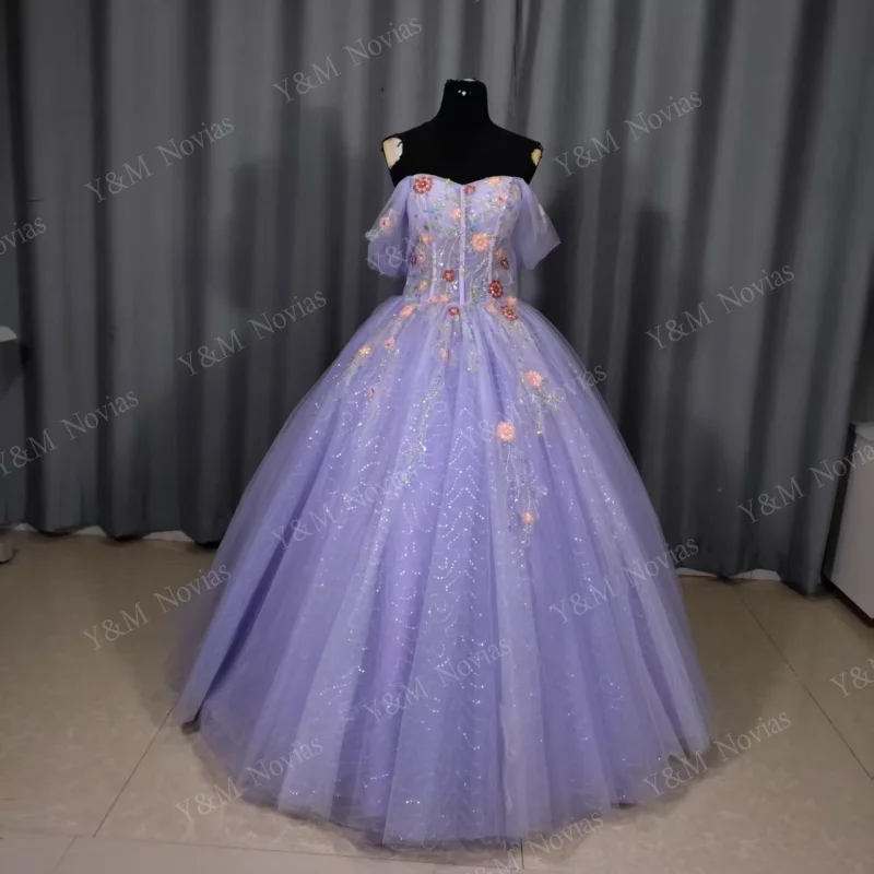 strapless open back dress Our Summer purple lavender Floral Dress