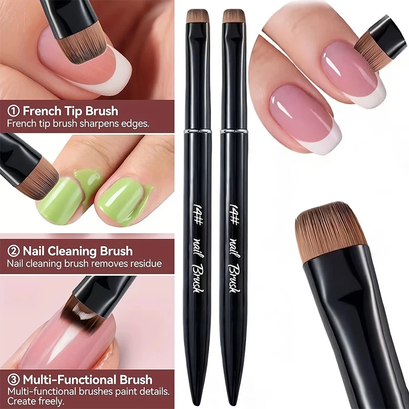 2 Stück 3-in-1-Nagelbürste für französische Maniküre, mit multifunktionalem Bürstenkopf – feine Nagelbürste, geeignet für Gel- und Acrylnägel, für eine präzise Reinigung. – Detail 9