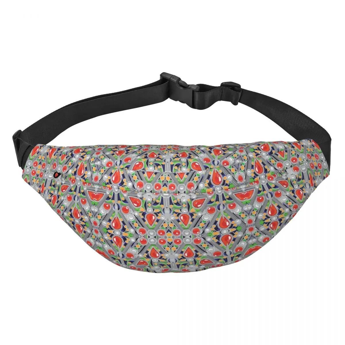 Casual Kabyle Jewelry Fanny Pack Women Men Amazigh Geometric Pattern Sling Crossbody Waist Bag for Hiking Phone Money Pouch