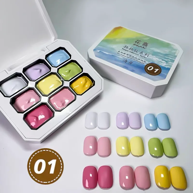 Pegamento de Parches de 9 Colores, Colores Vivos para Uñas, Decoración de Degradado, Diseño Creativo de Uñas, Tendencia de Venta 2