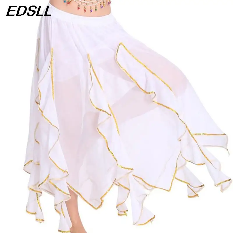 Woman's Belly Dance Skirt Indian Dance Practice Half Dress Ciffon Belly Dancer Costumes Layered Skirt Party Festival Costume