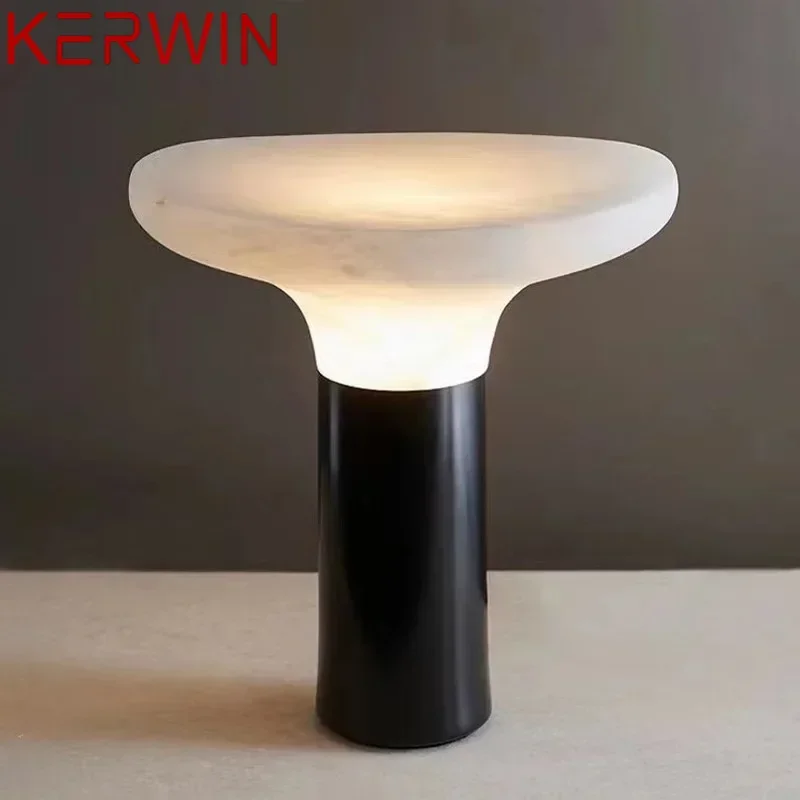 KERWIN lampu meja jamur Nordik, lampu meja LED Modern kreatif Vintage Resin untuk rumah ruang tamu kamar tidur dekorasi samping tempat tidur