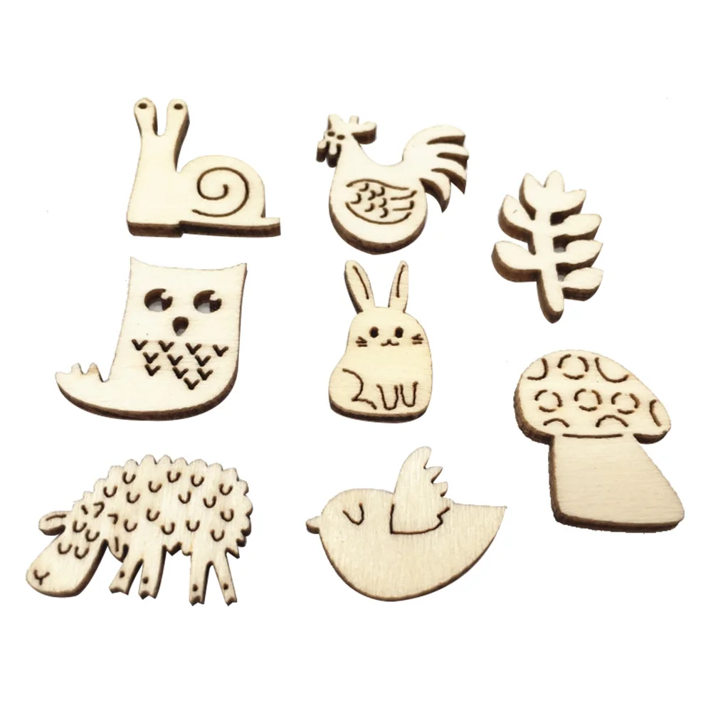 

50Pcs Wooden Carved Shapes Smooth Surface Creative DIY Craft Decorations for Birthday Wedding Christmas Party Wooden Ornaments