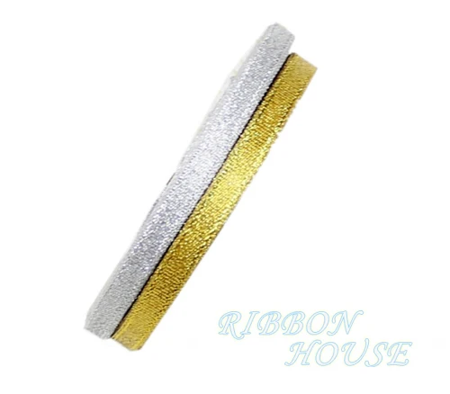 (25 yards/lot) 1/4'' (6mm) polyester gold and silver ribbon Christmas packaging ribbon high-grade quality squares ribbons