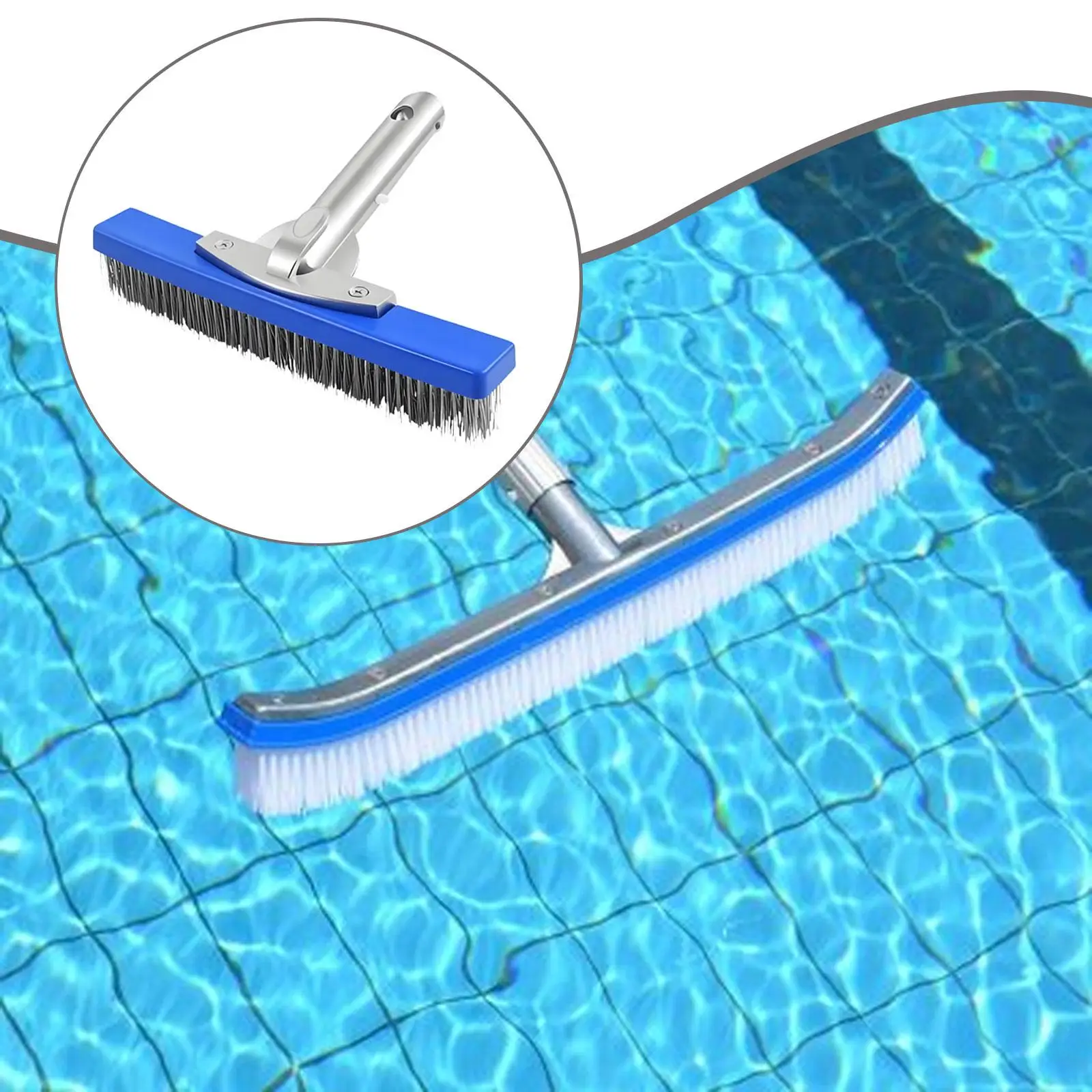 Heavy Duty Pool Cleaning Tool Stainless Steel Bristle Brush for Cleaning Pool Walls Floors Tile Surfaces Maintenance