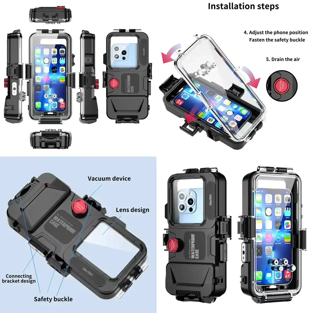 Customization Waterproof IP68 30 Meters Underwater Diving Phone Case Shockproof Swimming Cover for 14 13 12 11 Pro Max