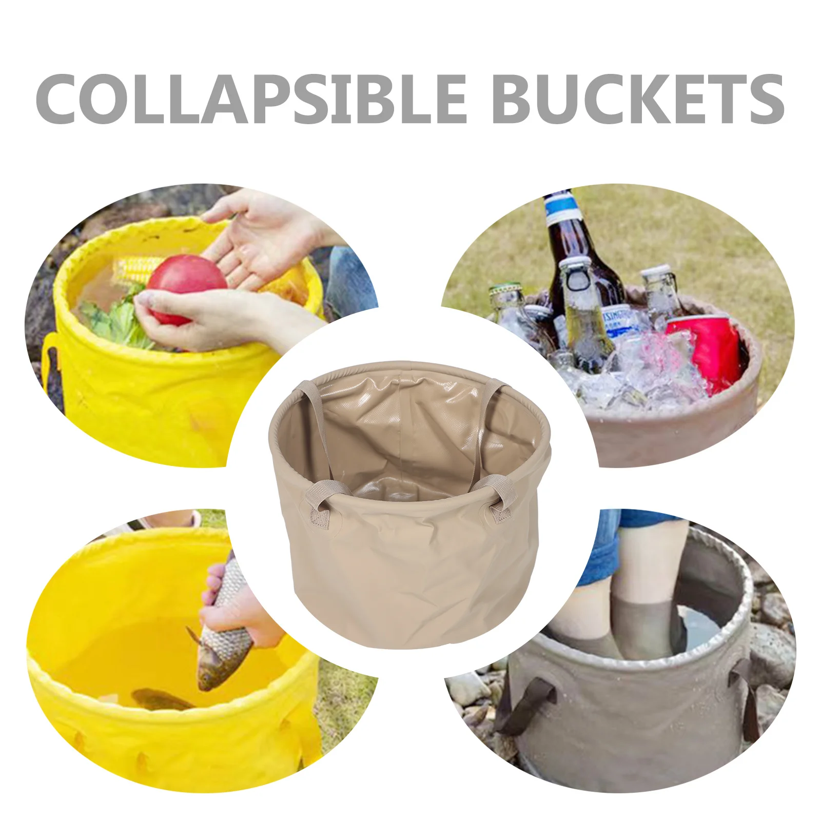 

Portable Folding Water Bucket For Camping Hiking Fishing Travel Collapsible Water Container With Comfort Handle, Vegetable Fruit