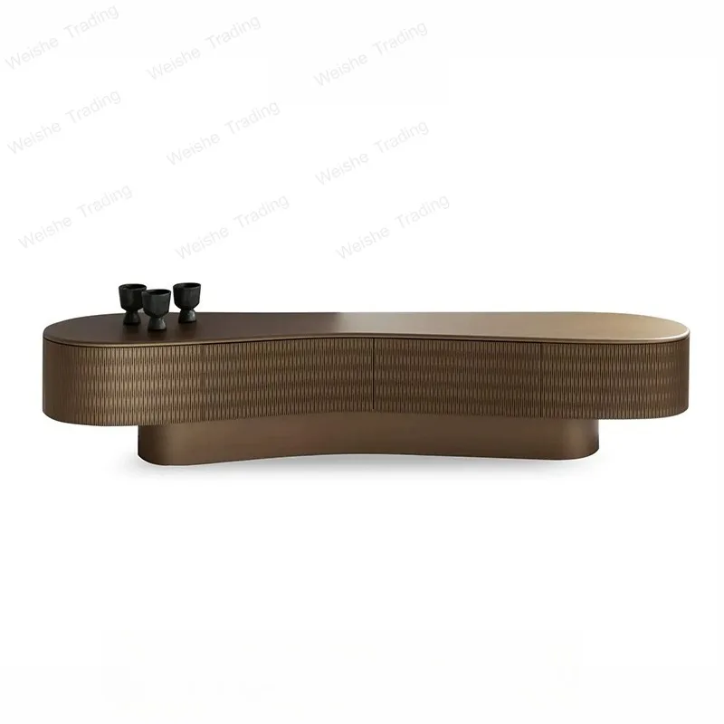 Solid wood curved dining side cabinet light luxury minimalist villa luxury art storage cabinet