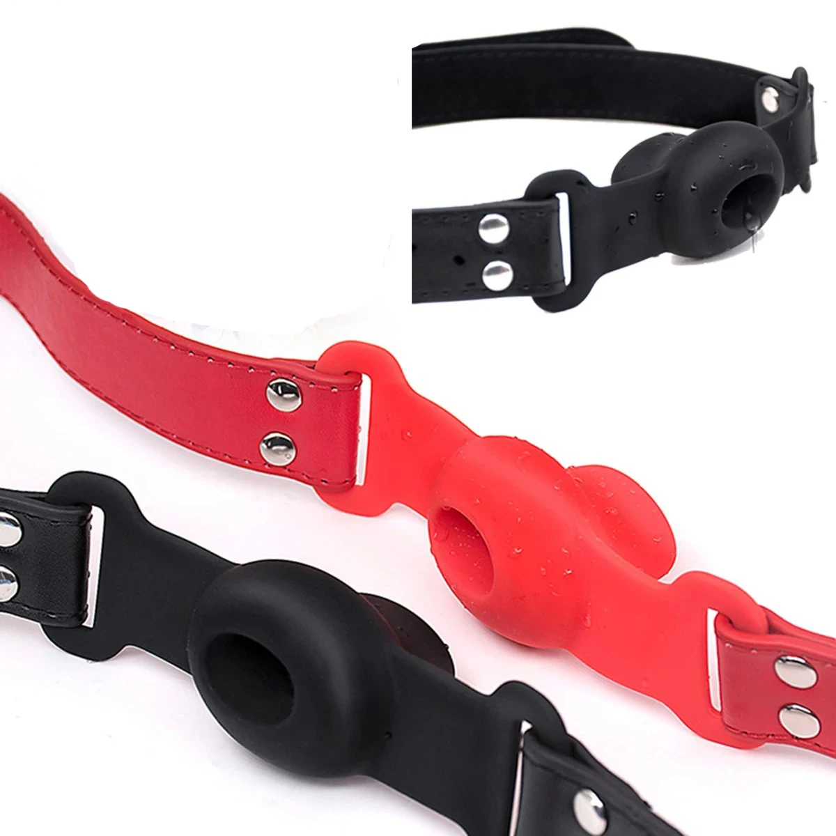 여성 입 개그 BDSM 구속 마우스 볼 SM 노예 역할 놀이 섹스 토이, 성인 커플 18 + 섹스 토이, 조정 가능한 여성 구강 섹스 도구