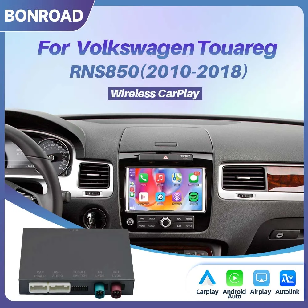 BONROAD Wireless CarPlay Android Auto Module For Volkswagen Touareg 2010-2018 RNS850 System Support  AirPlay t Bluetooth Calling Online Navigation Music Playback  Multimedia Decoding Upgrade Kit