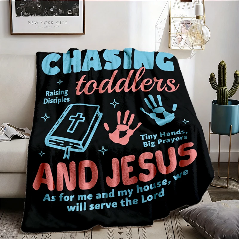 Christian Mom Flannel Blanket, Unisex Flannel Throw, Jesus Lover, Chasing Toddlers, Mother's Day
