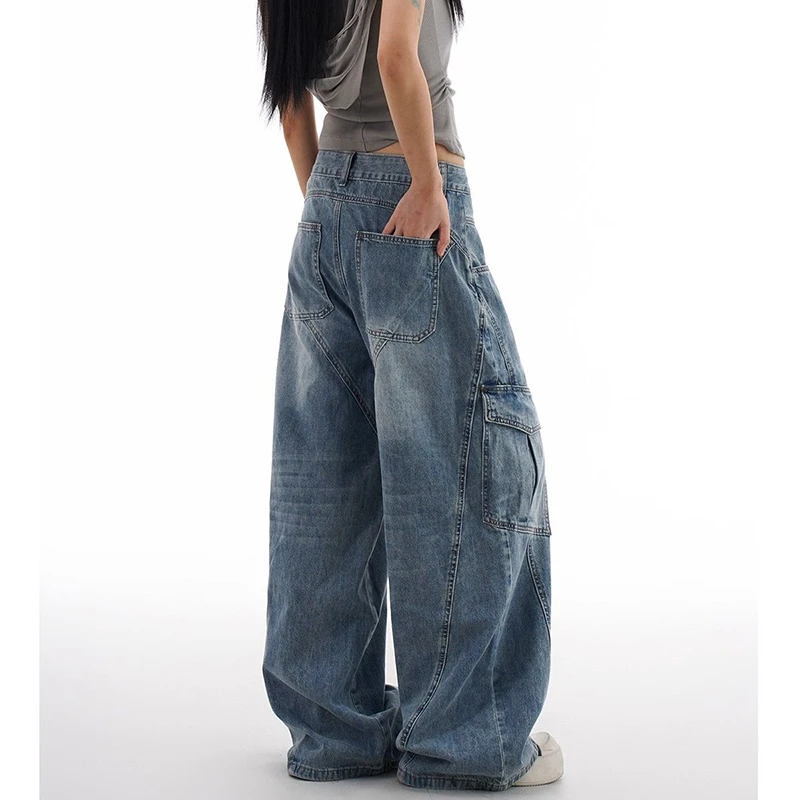 Pantalones vaqueros de cintura alta Retro coreanos para mujer, ropa nueva, pantalones vaqueros holgados, pantalones de pierna recta cómodos para mujer