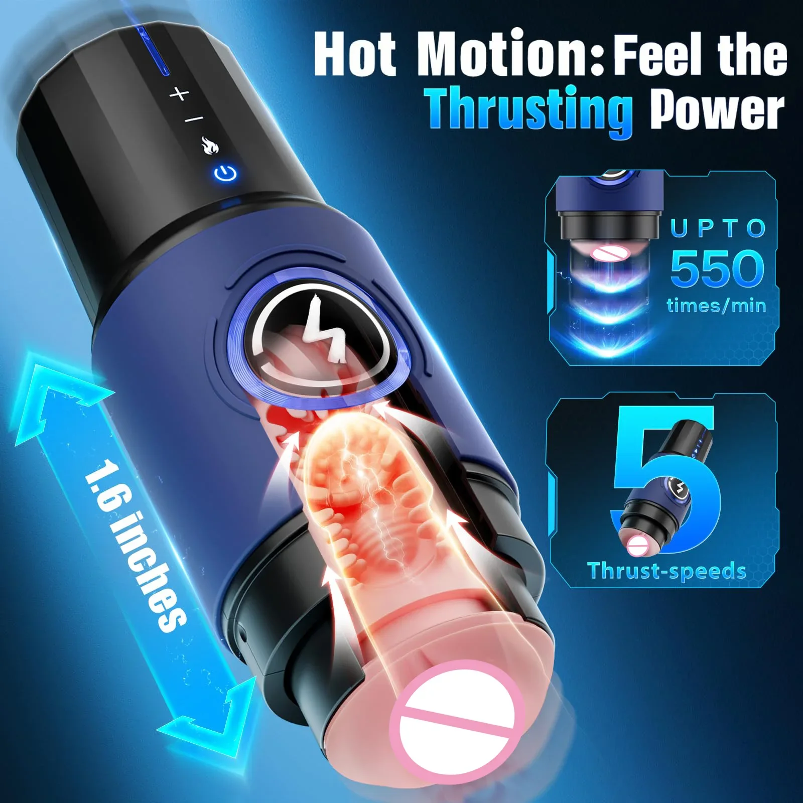 Luxurious Field Male Masturbator Pocket Pussy Thrusting Stroker 5-Speed Modes Sex Voice Blowjob Masturbation Cup Sex Toy for Men 3