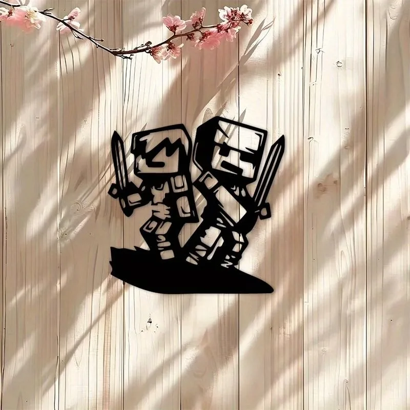 CIFbuy Metal Wall Art Pixel Two Swords Iron Craft Decor Gamer Room Living Room Home Interior Hanging Ornament