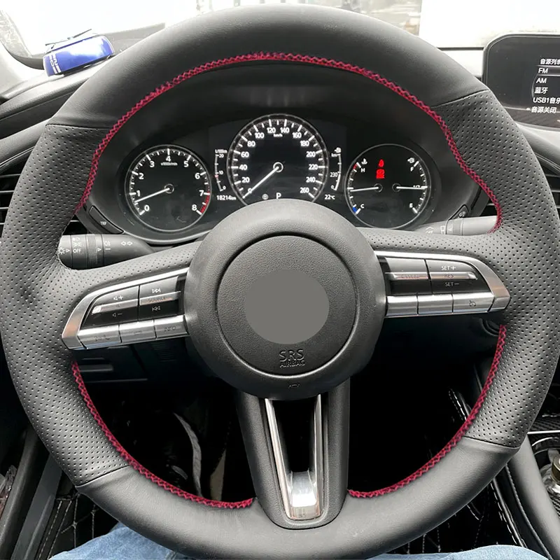 

Braids on Steering Wheel For Mazda 3 Axela CX-30 CX30 2019 2020 Car Inteiror Steering Wheel Perforated Microfiber Leather Cover