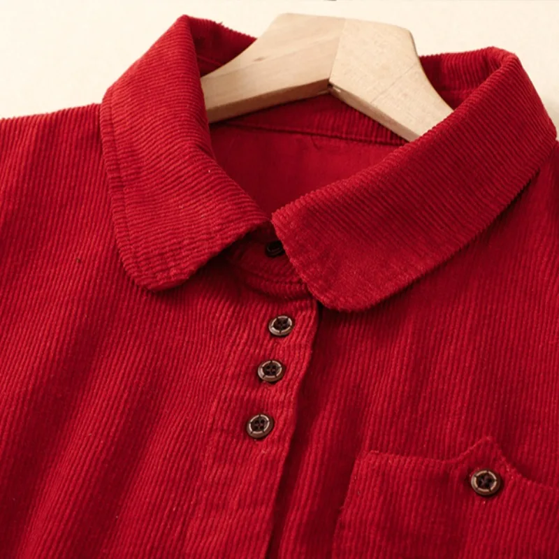 سترة قميص من القطيفة المضلعة للنساء، ملابس خارجية فضفاضة متعددة الاستخدامات للربيع والخريف، كارديجان مفتوح كبير الحجم #4