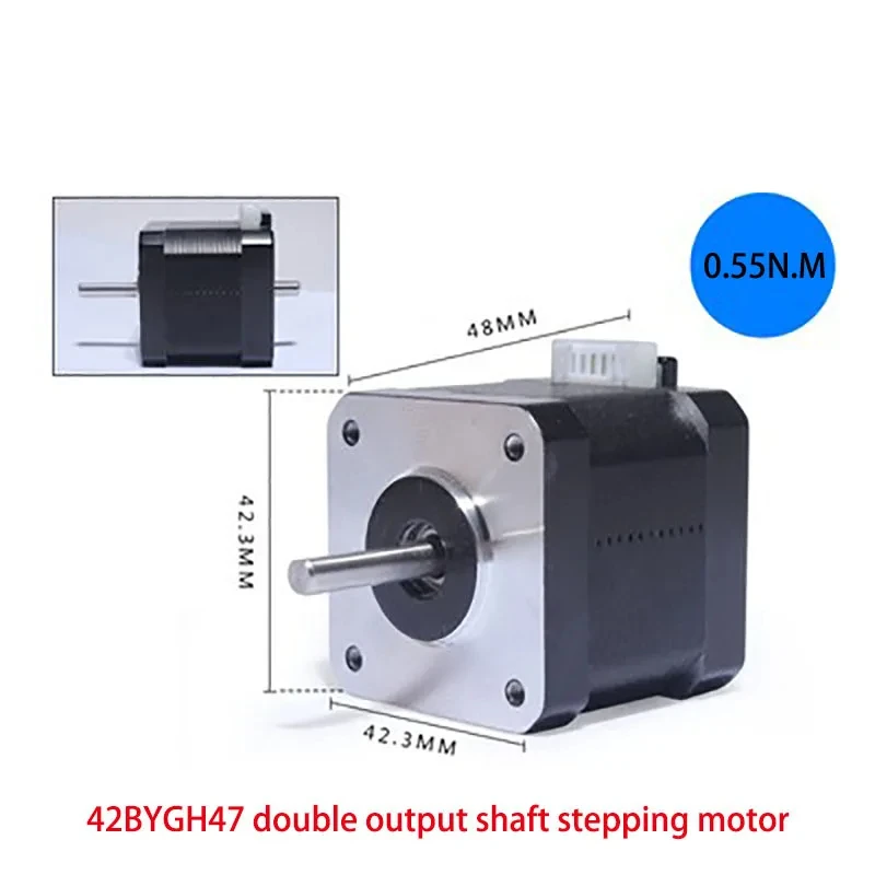 Nema 17 Stepper Motor 42BYGH47 Large Torque 0.55N. M. Shaft Diameter 5mm Double Output Shaft Durable Motor Step Angle 1.8 °