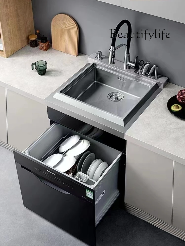 

Small integrated sink dishwasher integrated household stainless steel cabinets suitable for small apartment