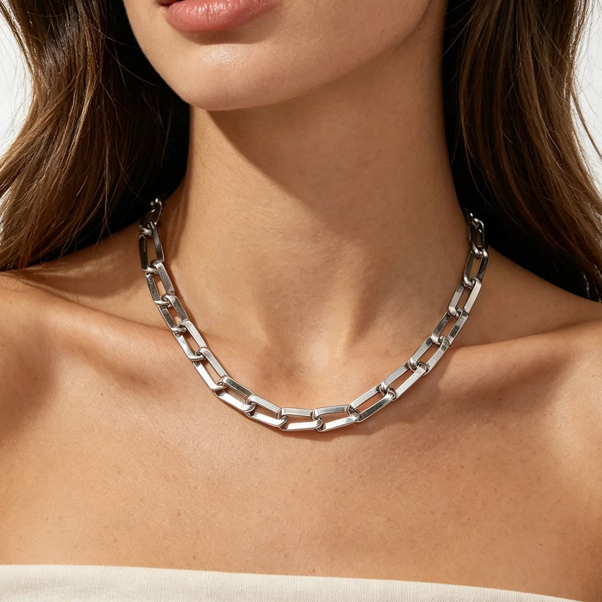 ZA exaggerated ins wind cuba chain necklace eco-friendly alloy heavy industry geometric choker chain hip hop chain