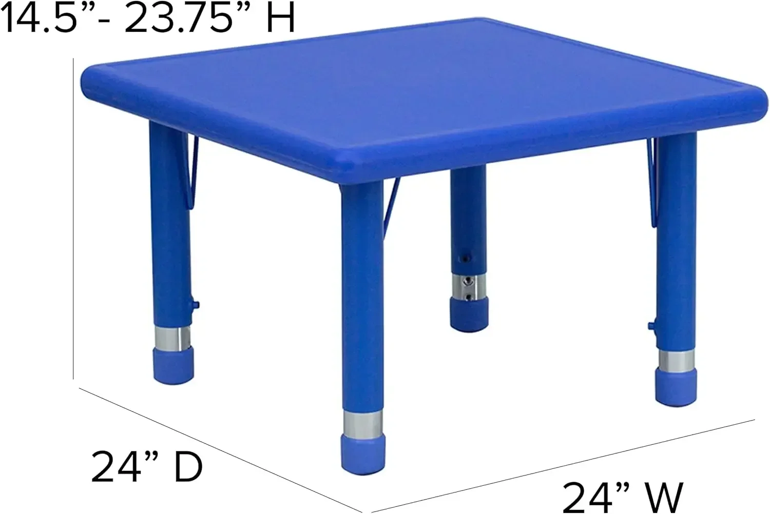 طقم طاولة أنشطة مربعة للأثاث، 24 بوصة عرض × 24 بوصة عمق × 14.50 بوصة - 23.75 بوصة ارتفاع، أخضر