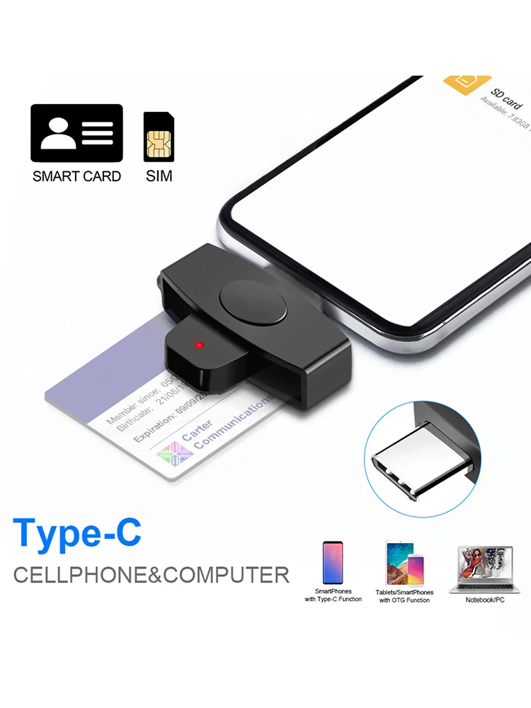 Smart Chip Reader Draagbare EMV-kaart Externe lezer Bankbelastingaangifte Accessoires Ondersteuning voor Windows voor OS