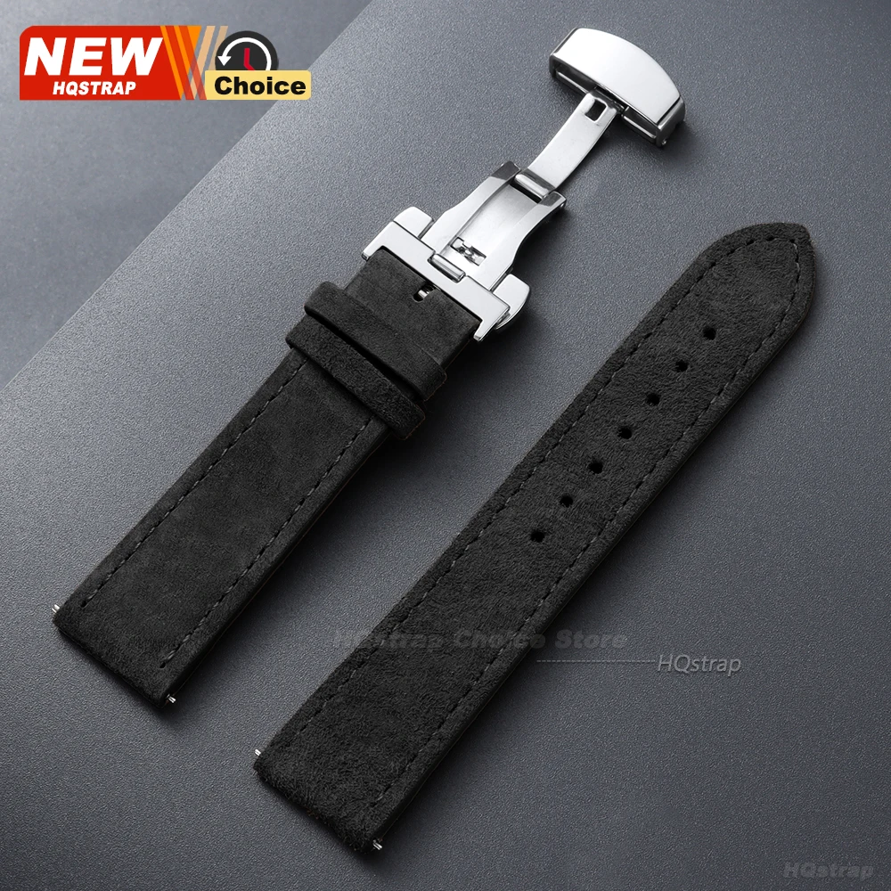 Butterfly Clasp Suede Strap for Omega Watch Band