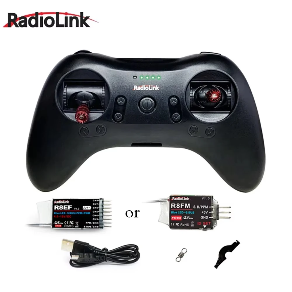 

Radiolink T8S 2.4G 8 Channel Radio Remote Transmitter with Receiver R8EF Game Shape Controller 2000m for FPV Drone RC Aircraft