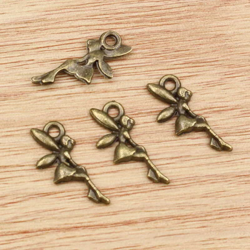 40pcs 19x8mm Antique Silver Plated Bronze Gold Angel Girl With Wings Handmade Charms Pendant:DIY for bracelet necklace