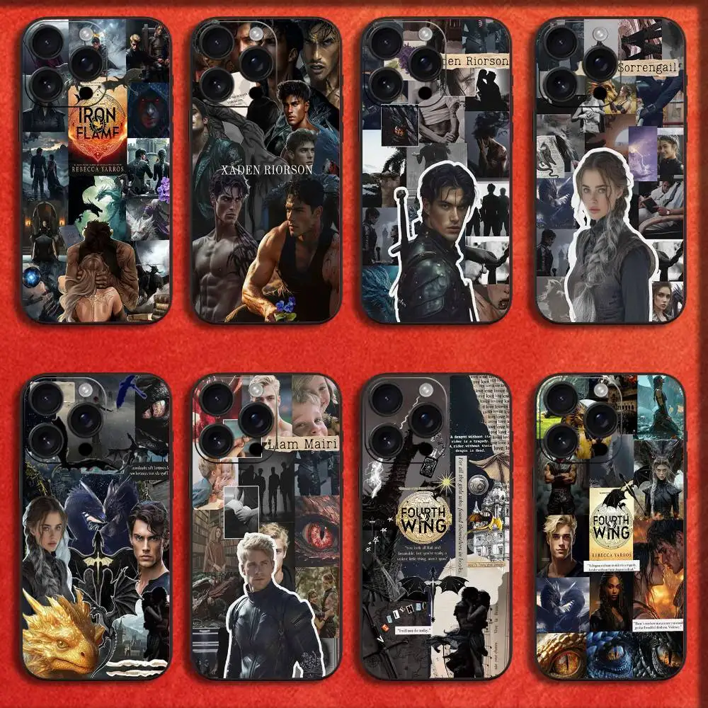 

Phone Case For iPhone 16,15,14,13,12,11,Pro,XS,Max,XR,Plus,E,Mini Black Shockproof F-Fourth Wing Dragon Novel COOL Film Cover