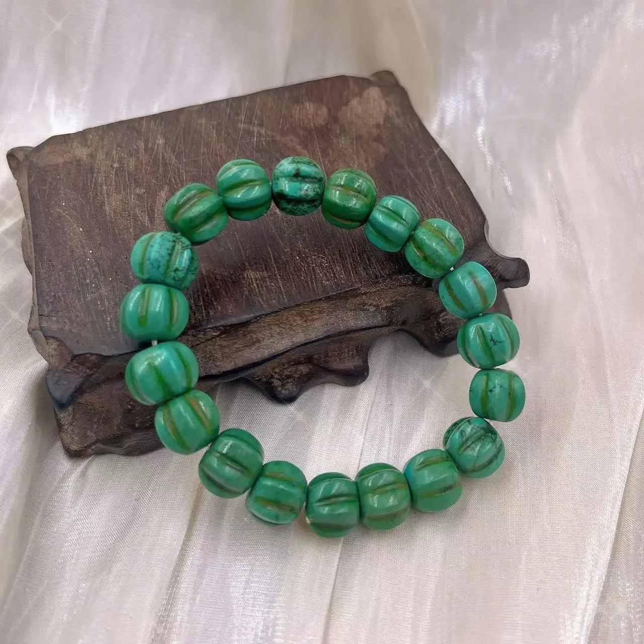 10-12Mm Natuurlijke Pompoen Turquoise Stenen Armband Homme Femme Charme Mannen Strand Vrouwen Yoga Elastische Armbanden 7-9Inch