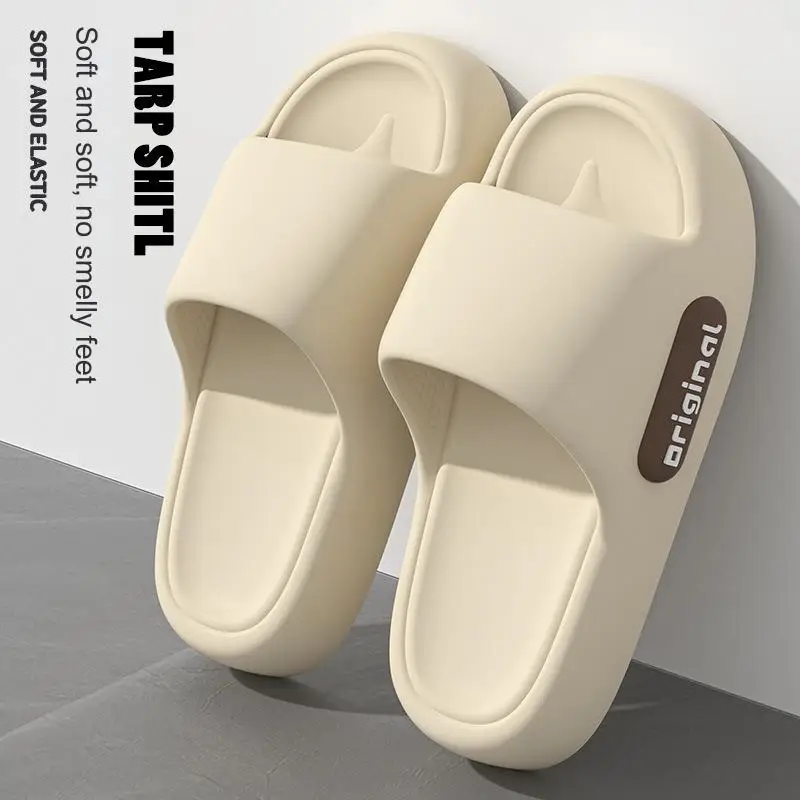 

Feslishoet Women Letter Slippers Beach Slides Solid Color Mens Thick Sole Indoor Bathroom Anti Slip Shoes Summer Couple Sandals