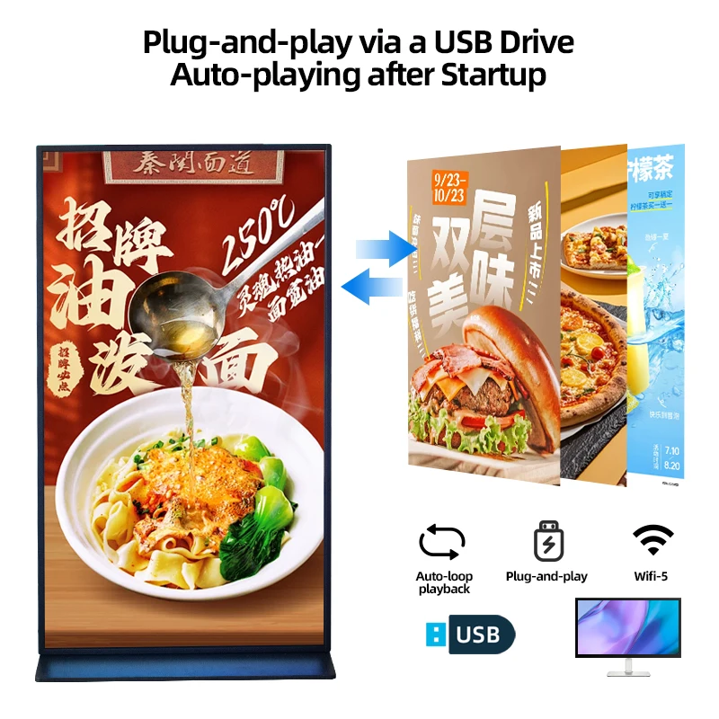 Displays Lcd Display Advertising Free Standing Screen Digital Signage Floor Standing Advertising Display Full Tv