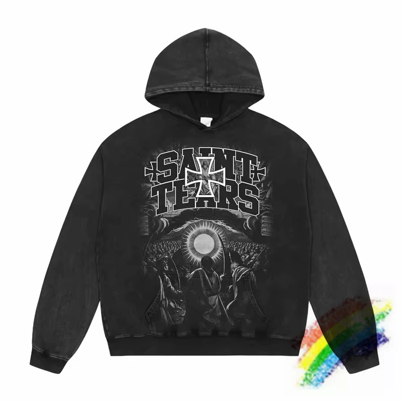 

Saint Tears Hoodie Men Women Best Quality Washed Pullovers Sweatshirts