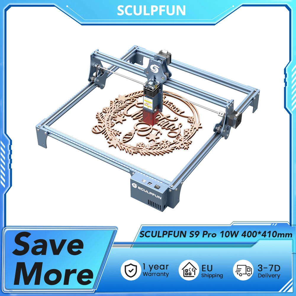 Ssculfun S9 Pro 10W doppio incisore Laser, 0.06mm alta precisione, 15mm legno 10mm taglio acrilico, 400*410mm 100-240V AC, 50/60HZ