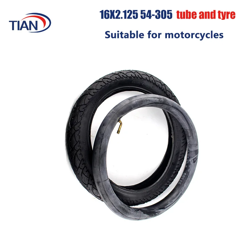 16 Inch 16x2.125 Tire for Electric Bicycle Motorcycle E-bike  Inner Outer Tube Explosion Proof Wear Resistant Tyre