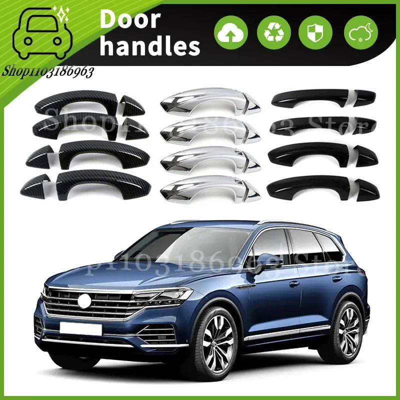 

For Volkswagen Touareg CR 2019-2022 Black Chrome Car Door Handle Cover Trim Styling Accessories Car Stickers Auto Accessories